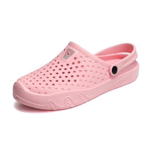 JOMIX Damen Clogs Sommer Gummi Eva Hausschuhe Meer Strand Pool Schwimmen Slipper Atmungsaktiv Badeschlappen rutschfeste Gartenclogs Weich Schlappen (WEG250143-0, Rosa, 40/41 EU) von JOMIX
