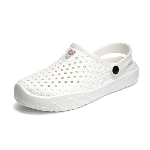 JOMIX Damen Clogs Sommer Gummi Eva Hausschuhe Meer Strand Pool Schwimmen Slipper Atmungsaktiv Badeschlappen rutschfeste Gartenclogs Weich Schlappen (WEG250143-0, Weiß, 38/39 EU) von JOMIX