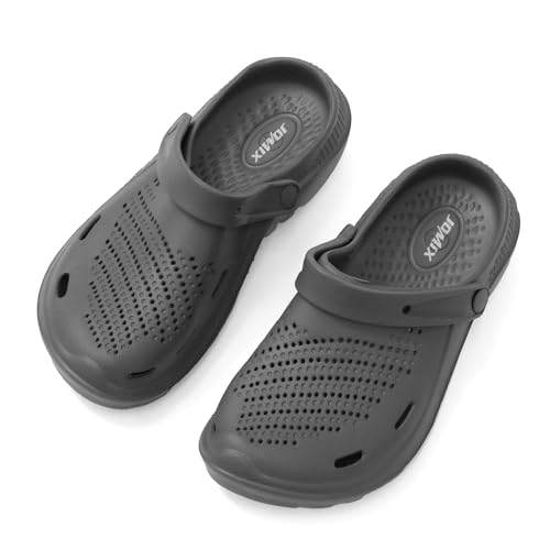 JOMIX Damen Clogs Sommer Pantoletten Elegant Hausschuhe Weiche Gartenschuhe Anti-Rutsch Leicht Sandalen Arbeitsclogs (Grau, 40-41EU, WEG250145) von JOMIX