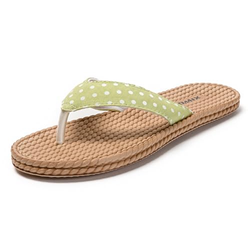 JOMIX Damen Flip Flops - Sommer Zehentrenner Strand Weiche Sandalen Geweben Strand Hausschuhe Schlappen SD9261 (Grün, 39EU) von JOMIX