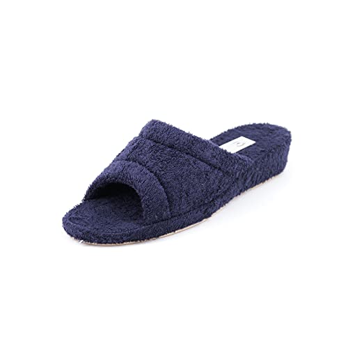 JOMIX Frottee Hausschuhe Damen Weiche Keilabsatz Pantoffeln Bequeme Einfarbige Slipper Indoor (Blau Größe Klein 1 Nummer, 41 EU) von JOMIX