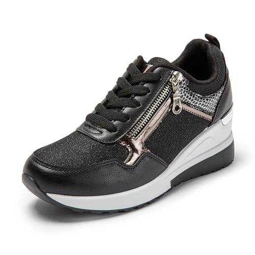 JOMIX Damen Laufschuhe 39 Turnschuhe Leichte Sneaker Atmungsaktiv Fitnessschuhe Straßenlaufschuhe (Schwarz, 39 EU) von JOMIX