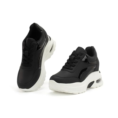 JOMIX Damen Laufschuhe - Sportschuhe Straßenlaufschuhe mit Luftpolster Dicke Sohle Walkingschuhe Dämpfung Turnschuhe Joggingschuhe Sneaker WCC250132 (Schwarz, 40EU) von JOMIX