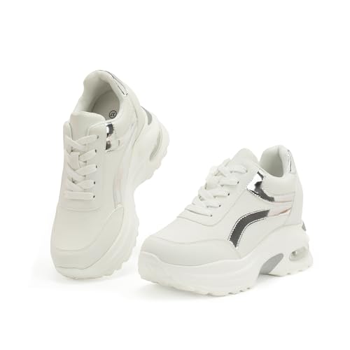 JOMIX Damen Laufschuhe - Sportschuhe Straßenlaufschuhe mit Luftpolster Dicke Sohle Walkingschuhe Dämpfung Turnschuhe Joggingschuhe Sneaker WCC250132 (Weiß, 40EU) von JOMIX