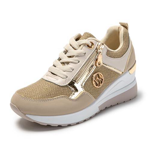 JOMIX Damen Laufschuhe Turnschuhe Sportschuhe Sneaker Freizeit Sommer Straßenlaufschuhe Atmungsaktiv (Beige, 40 EU) von JOMIX