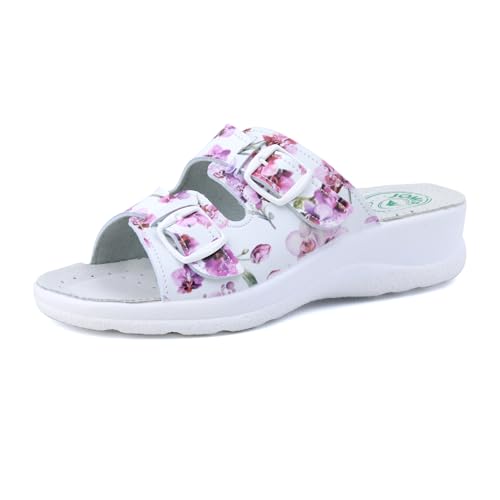 JOMIX Damen Pantoletten Sommer Orthopädische Sandalen Leichte Verstellbar Schnalle Clogs Weiche Anatomische Medizinische Gartenschuhe (Fuchsia, 40EU, ITD1474) von JOMIX