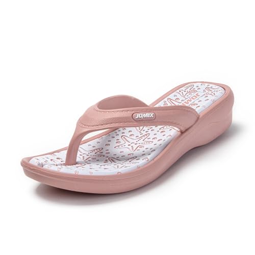 JOMIX Damen Pantoletten mit Fußbett Sandalen Bequem Sandaletten Sommer Elegant Sommerschuhe Valentinstag EU 36-41 (Rosa, 37 EU) von JOMIX