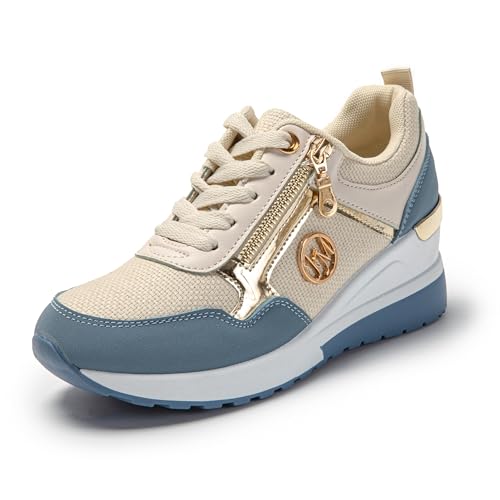 JOMIX Damen Running Shoes Sommer Laufschuhe Sportschuhe Kinder Sneaker mit Reißverschluss Turnschuhe Atmungsaktiv Classic Sneaker (Blau, 37 EU) von JOMIX