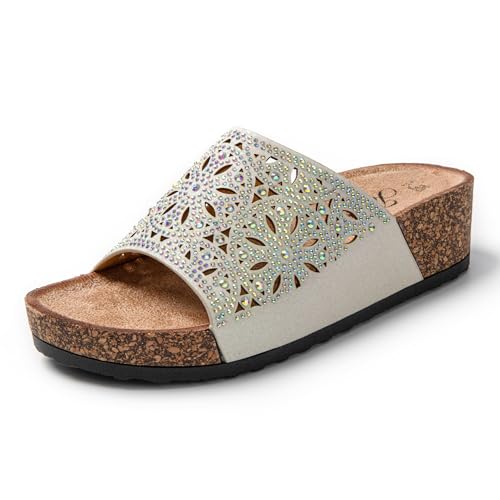 JOMIX Sandalen Damen Sommer Plateau Clogs Slipper Elegante Sommerschuhe Bohemian Pantoletten (Weiß, 36 EU, SD9185) von JOMIX