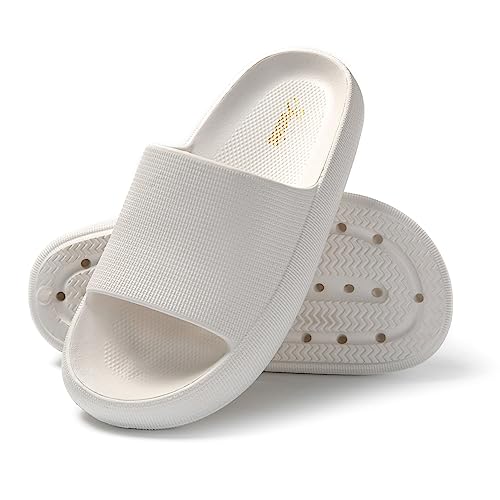 JOMIX EVA Badeschuhe Bunt Weich Schlappen Slides für Sommer Pantoletten Damen Badelatschen Mädchen Tier Slipper Lustig (Weiß, 38 EU, X016) von JOMIX