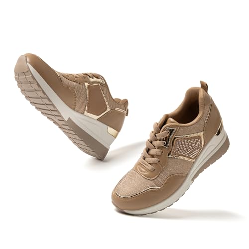 JOMIX Damen Slip On Sneaker Freizeitschuhe Atmungsaktiv Leicht Bequeme Schlupfschuhe (Khaki, 39 EU, MD9792) von JOMIX