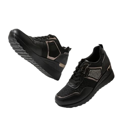 JOMIX Damen Slip On Sneaker Freizeitschuhe Atmungsaktiv Leicht Bequeme Schlupfschuhe (Schwarz, 37 EU, MD9792) von JOMIX