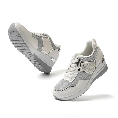 JOMIX Damen Slip On Sneaker Freizeitschuhe Atmungsaktiv Leicht Bequeme Schlupfschuhe (Weiß, 37 EU, MD9792) von JOMIX