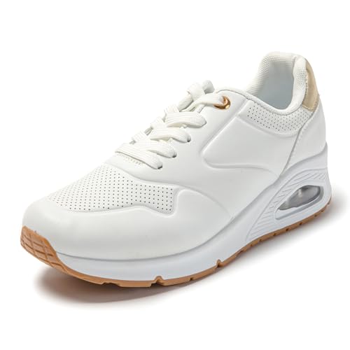 JOMIX Laufschuhe mit Luftpolstersohle Frühling Atmungsaktiv Turnschuhe Schnürer Sportschuhe Sneaker für Damen (Gold, 39 EU) von JOMIX