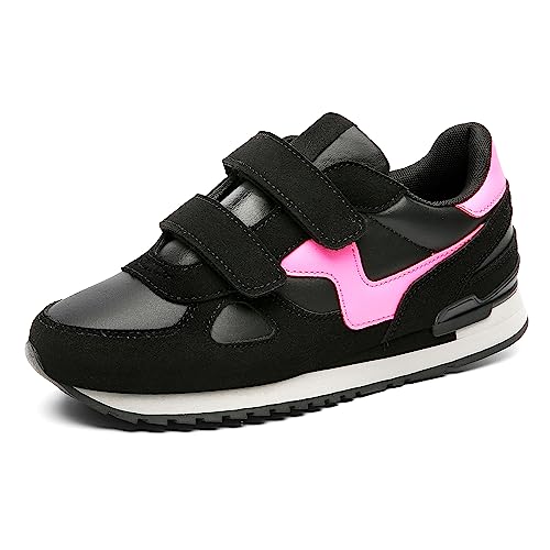 JOMIX Damen Sneaker Klettverschluss Sportschuhe Turnschuhe Laufschuhe Atmungsaktive Trainers Outdoor Fitness Gym (Schwarz Fuchsia, 36 EU) von JOMIX