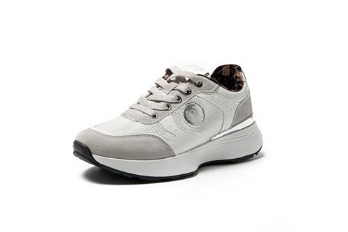 JOMIX Damen Sneaker Leder Sportschuhe Bequem Freizeitschuhe Leichte Turnschuhe Joggingschuhe Gym Fitness (WSC255050, Weiß, 38 EU) von JOMIX