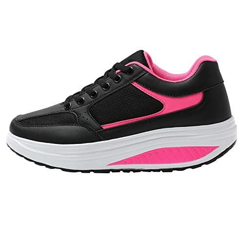 JOMIX Damen Sneaker Plateau Sportschuhe Turnschuhe Laufschuhe Bequeme Abrollsohle Anti-Rutsch Wippschuhe Abrollschuhe Fitness Gym Outdoor (01 Fuchsia, 36 EU) von JOMIX