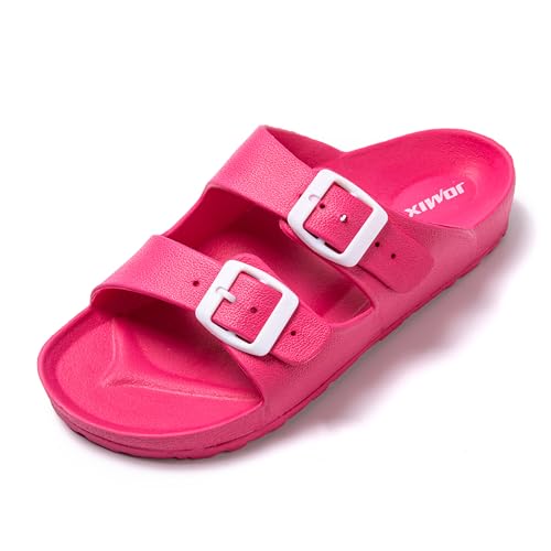 JOMIX Sommer Pantoletten Damen Schnalle Sandalen Bequeme Badelatschen Badeschlappen Meer Pool Strand Schwimmen Indoor Outdoor (Fuchsia, 39 EU) von JOMIX