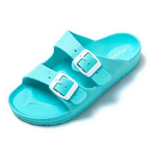 JOMIX Sommer Pantoletten Damen Schnalle Sandalen Bequeme Badelatschen Badeschlappen Meer Pool Strand Schwimmen Indoor Outdoor (Blau, 37 EU) von JOMIX