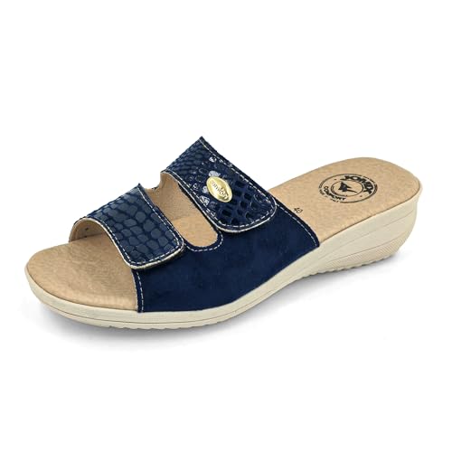 JOMIX Damen Sommer Sandalen mit Klettverschluss Frauen Bohemian Sandals Freizeit Strand Sandalette Plattform (Blau, 38 EU, ITD1515) von JOMIX