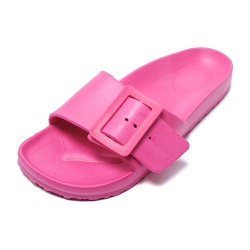 JOMIX Elegant rutschfest Leder Duschlatschen Badeschlappen Wasserfest Badepantolette Hausschuhe Slide Slippers Sommer Pantoffeln (Rose, 37 EU, SD2002) von JOMIX