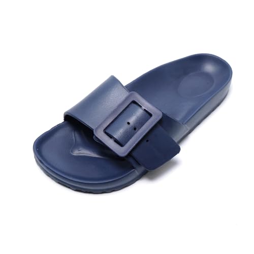 JOMIX Frauen Slippers Sommer rutschfest Badelatschen Leicht Pantoletten Damen Schlappen Dusch & Badeschuhe (Dunkelblau, 39 EU, SD2002) von JOMIX