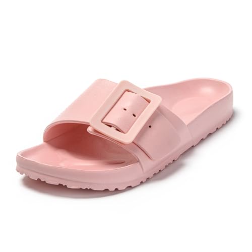 JOMIX Damen Sommer Schlappen Bequeme Sandalen Badelatschen Badeschlappen Meer Pool Strand Schwimmen Indoor Outdoor (Rosa Größe Klein 1 Nummer, 41 EU) von JOMIX