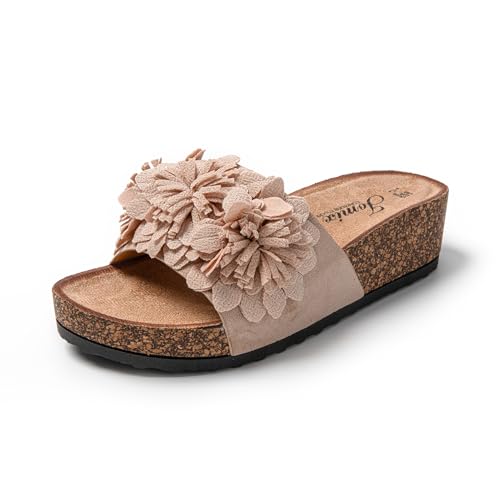 JOMIX Blumen Blumen Sandalen Damen Sommer Elegant Slippers Pantoletten Damen Plateau (Rosa, 36 EU, SD9172) von JOMIX