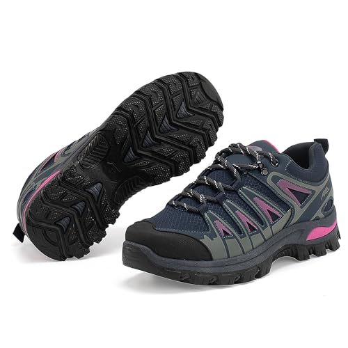 JOMIX Trekkingschuhe Damen Leichte Hiking Schuhe Wandern Trekking Bergsteigen Atmungsaktiv rutschfest Komfortabel und Robuste Wanderschuhe Sneakers für Reisen Camping und Alltag WOS250645 Blau 38 von JOMIX