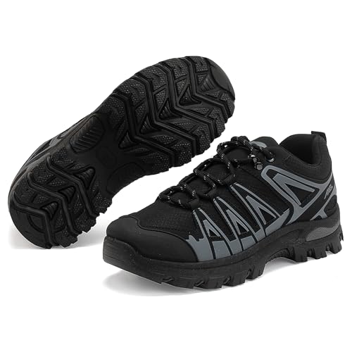 JOMIX Trekkingschuhe Damen Leichte Hiking Schuhe Wandern Trekking Bergsteigen Atmungsaktiv rutschfest Komfortabel und Robuste Wanderschuhe Sneakers für Reisen Camping und Alltag WOS250645 Schwarz 39 von JOMIX