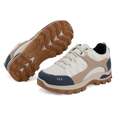 JOMIX Trekkingschuhe Damen Leichte Hiking Schuhe Wandern Trekking Bergsteigen Atmungsaktiv rutschfest Komfortabel und Robuste Wanderschuhe Sneakers für Reisen Camping und Alltag WOS250707 Beige 36 von JOMIX