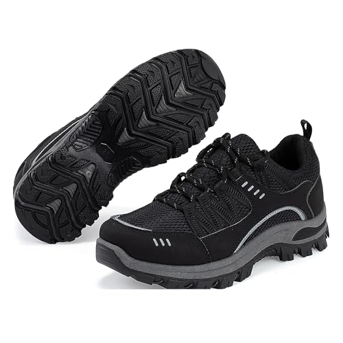 JOMIX Trekkingschuhe Damen Leichte Hiking Schuhe Wandern Trekking Bergsteigen Atmungsaktiv rutschfest Komfortabel und Robuste Wanderschuhe Sneakers für Reisen Camping und Alltag WOS250707 Schwarz 36 von JOMIX