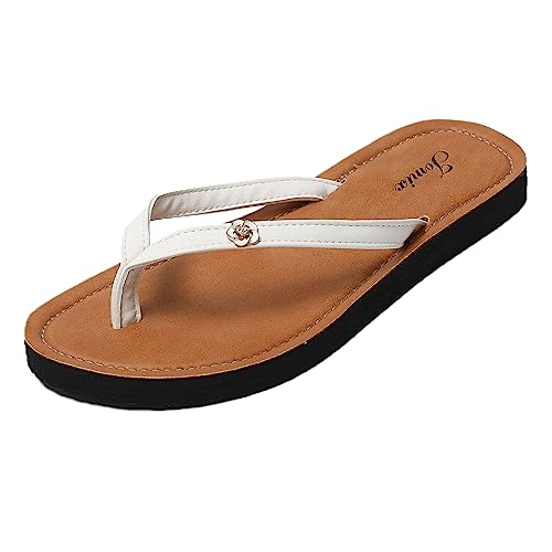 JOMIX Damen Zehentrenner Flach Flip Flops Sommer Schwimmbad Strand Komfort Strand Plattform Sandalen Badelatschen Rutschfeste Badeschuhe 39 (14 Weiß, 39EU, SD5079) von JOMIX