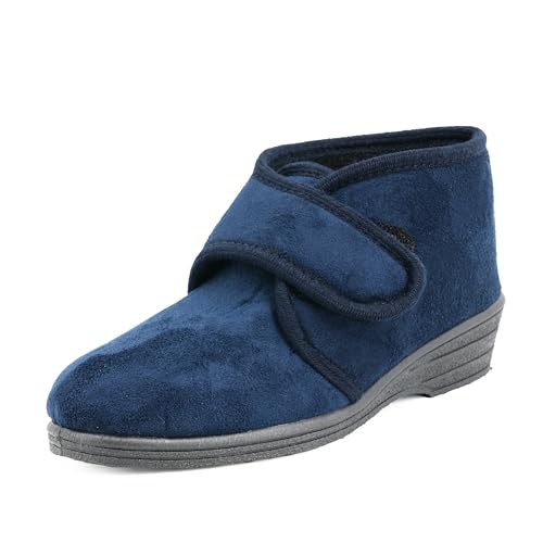 JOMIX Diabetiker Schuhe Damen Senioren Breite Orthopädische Winter Boots Plüsch Lammfell Stiefel Warme Hausschuhe Gefüttert Gesundheitsschuhe (ITD1424-3, Dunkelblau, 38 EU) von JOMIX