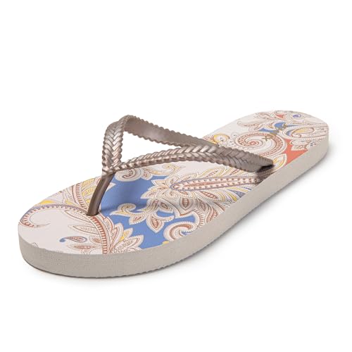 JOMIX Flach Sandalen Flip Flops Damen 38 Sommer Badelatschen Damen-Zehentrenner Pantoletten Damen Flach (Weiß, 38 EU, SD9432) von JOMIX