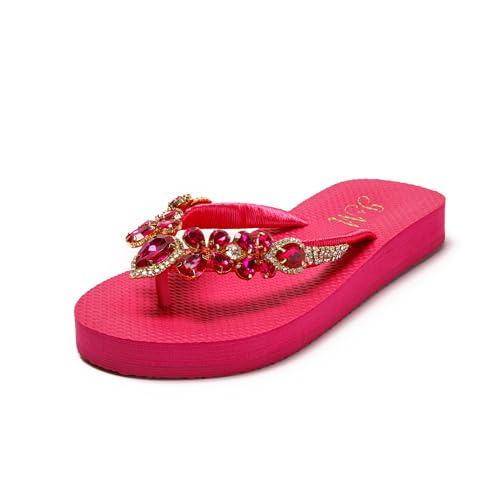 JOMIX Flip Flops Damen Bequeme Zehentrenner Sommer Strand Sandalen Badelatschen Flach Pantoletten Slipper Slides (Rose, 37 EU, SD9145) von JOMIX