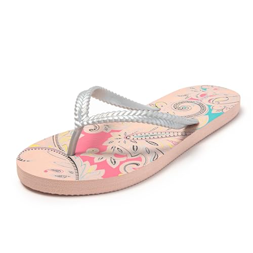 JOMIX Flip Flops Damen Eva Rutschfeste Badeschuhe Super Weich Schlappen Zehentrenner für Sommer Badelatschen (Beige, 41 EU, SD9432) von JOMIX