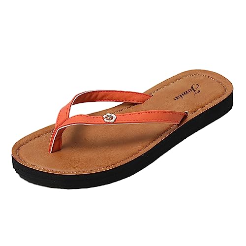 JOMIX Flip Flops Damen Hausschuhe Badeschuhe Pantoffeln Badeschlappen Strand Damen-Zehentrenner Herzen (14 Orange, 38EU, SD5079) von JOMIX