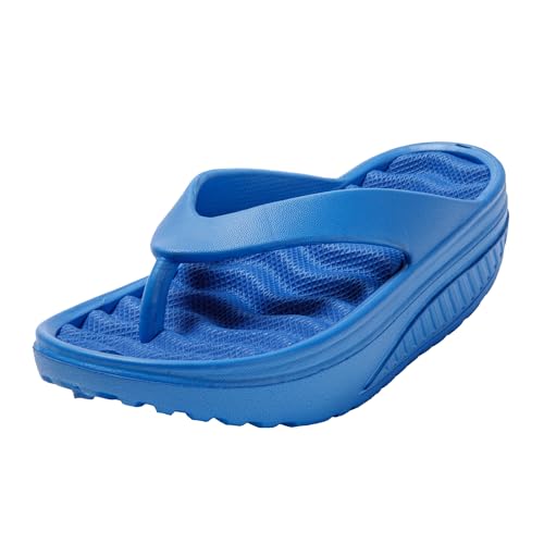JOMIX Flip Flops Damen Hausschuhe Massage Badeschuhe Pantoffeln Badeschlappen Strand Damen-Zehentrenner Plateau Strandschuhe (Blau, 40-41 EU, SD9527) von JOMIX