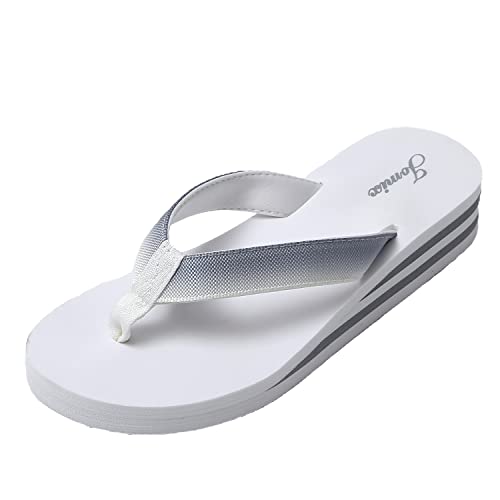 JOMIX Flip Flops Damen Leichte Zehentrenner Damen Sommer Sandalen Bunte Badelatschen Badeschlappen Meer Pool Strand Schwimmen (01 Weiß, 38 EU) von JOMIX