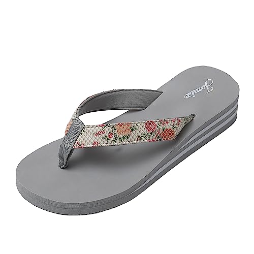 JOMIX Flip Flops Damen Leichte Zehentrenner Damen Sommer Sandalen Bunte Badelatschen Badeschlappen Meer Pool Strand Schwimmen (02 Hellgrau, 37 EU) von JOMIX