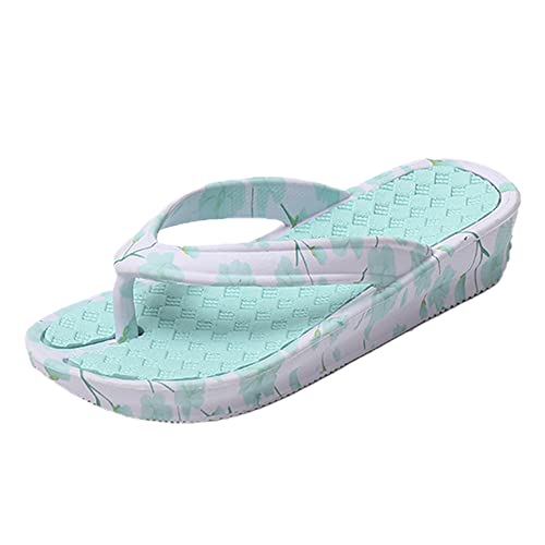 JOMIX Flip Zehentrenner Damen Sommer Pantoletten Plateau Pantoffeln Rutschfest Badelatschen Strandschuhe (03 Grün Größe Klein 1 Nummer, 36EU, SD5400) von JOMIX