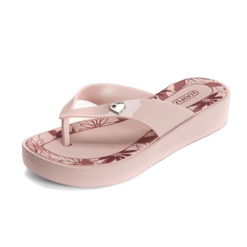 JOMIX Flip Flops Damen - Sommer Rutschfeste Zehentrenner Böhmen Sandalen Weiche Badelatschen Badeschlappen Meer Pool Strand Schwimmen SD9068 (Rosa, 36EU) von JOMIX
