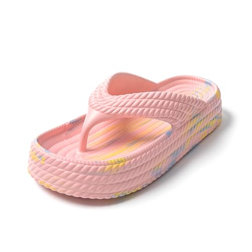 JOMIX Dusch & Badeschuhe Badelatschen Leicht Plateau Zehentrenner Damen Bequeme Badelatschen Sommer Strand Schwimmen (Rosa, 38 EU, SD9286) von JOMIX