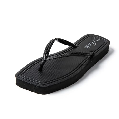 JOMIX Flach Zehentrenner Sandalen Damen Badeschuhe Schlappaen Sommerschuhe Bunt Duschhausschuhe Strand Sandal (Schwarz, 39 EU, SD9325) von JOMIX