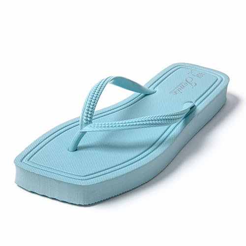 JOMIX Top Zehentrenner Pantoletten Damen Sommer Flach Flip Flops für Strand Sandalen Strandsandalen Dusch und Badeschuhe (Blau, 36 EU, SD9325) von JOMIX