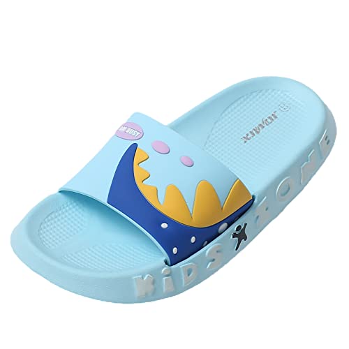 JOMIX Sommer Schlappen Kleinkinder Jungen Mädchen Dinosaurier Sandalen Weiche Badelatschen Badeschlappen Schwimmbad Meer Strand (Blau, 25 EU) von JOMIX