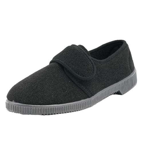 JOMIX Flizpantoffeln Senioren Hausschuhe für Schwangere Herbst Gesundheitsschuhe Hallux Valgus Schuhe Herren Orthopädische Hausschuhe mit Fußbett (Schwarz 43 EU, ITU1415) von JOMIX