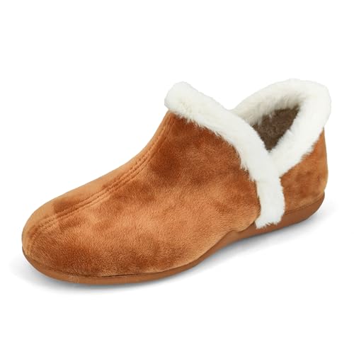 JOMIX Geschlossene Hausschuhe Damen Plüsch Pantoletten Warm Geschlossene Boots Pantoffeln Frauen Bequeme Slippers Unisex Plüsch Pantoffeln Herren Indoor (Braun, 40 EU, MD2418) von JOMIX