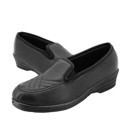 JOMIX Hausschuhe Damen Geschlossen Rutschfest mit Gummisohle - Bequeme Pantoffeln Slipper für Empfindliche Füße und Senioren Leichte Mokassin Hergestellt in Italien ITD2515 Schwarz 41 von JOMIX